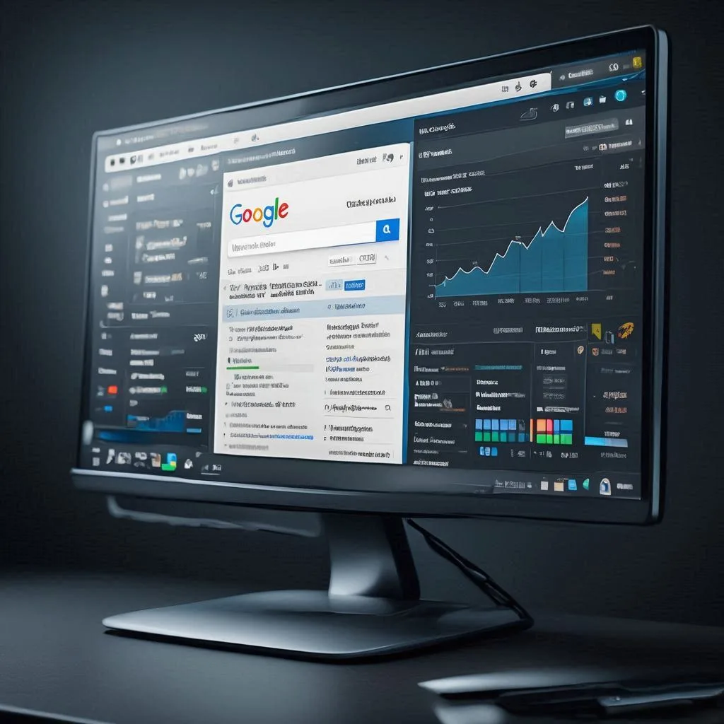 SEO Optimierung Google Ranking auf Monitor